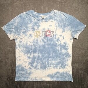 Vtg 90s Guess Originals T-Shirt Mens Sz M Blue White Tie Dye Embroidered Logo